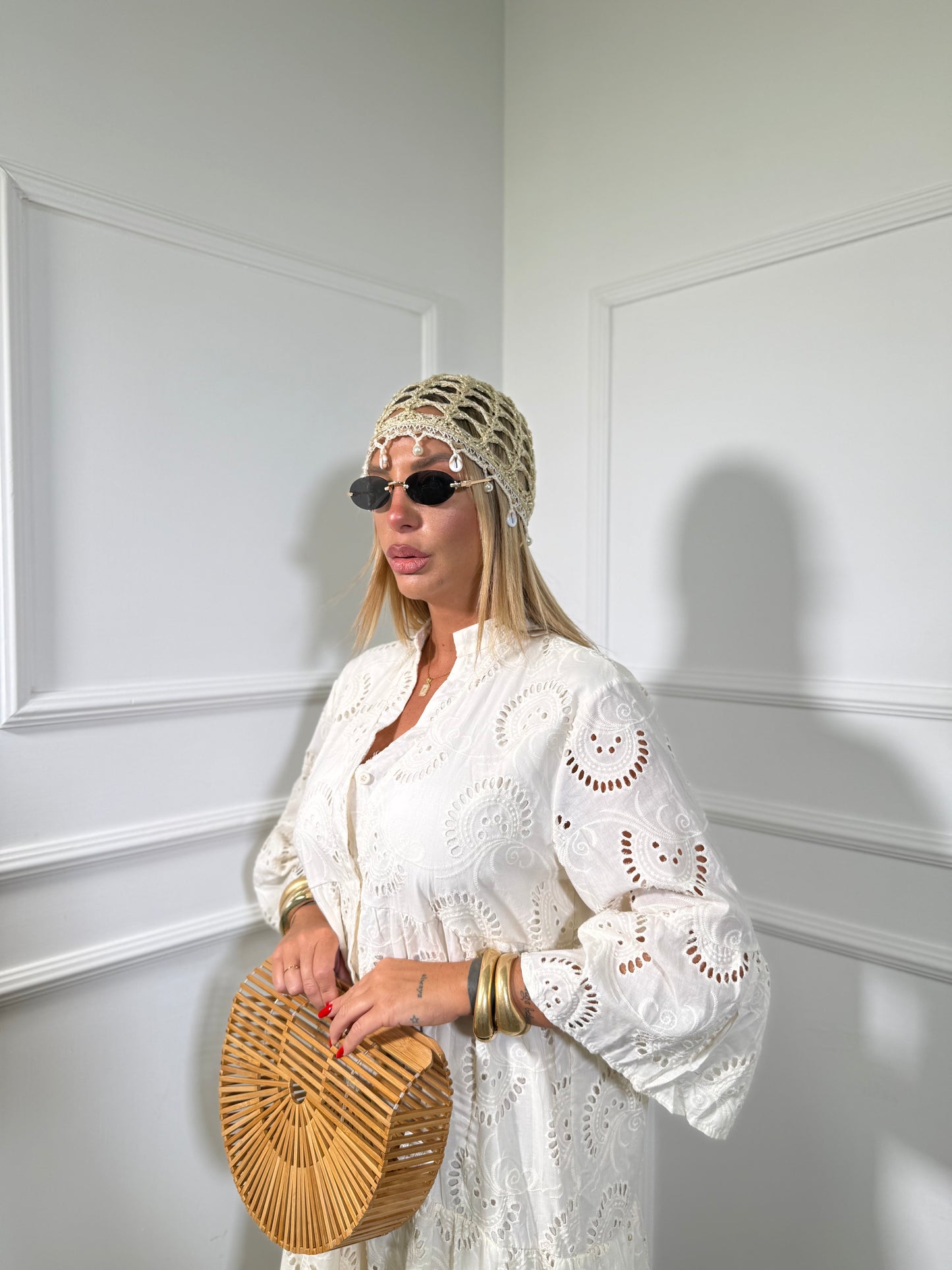 Chemisier oversize pizzo san gallo Paradise canapa 8621