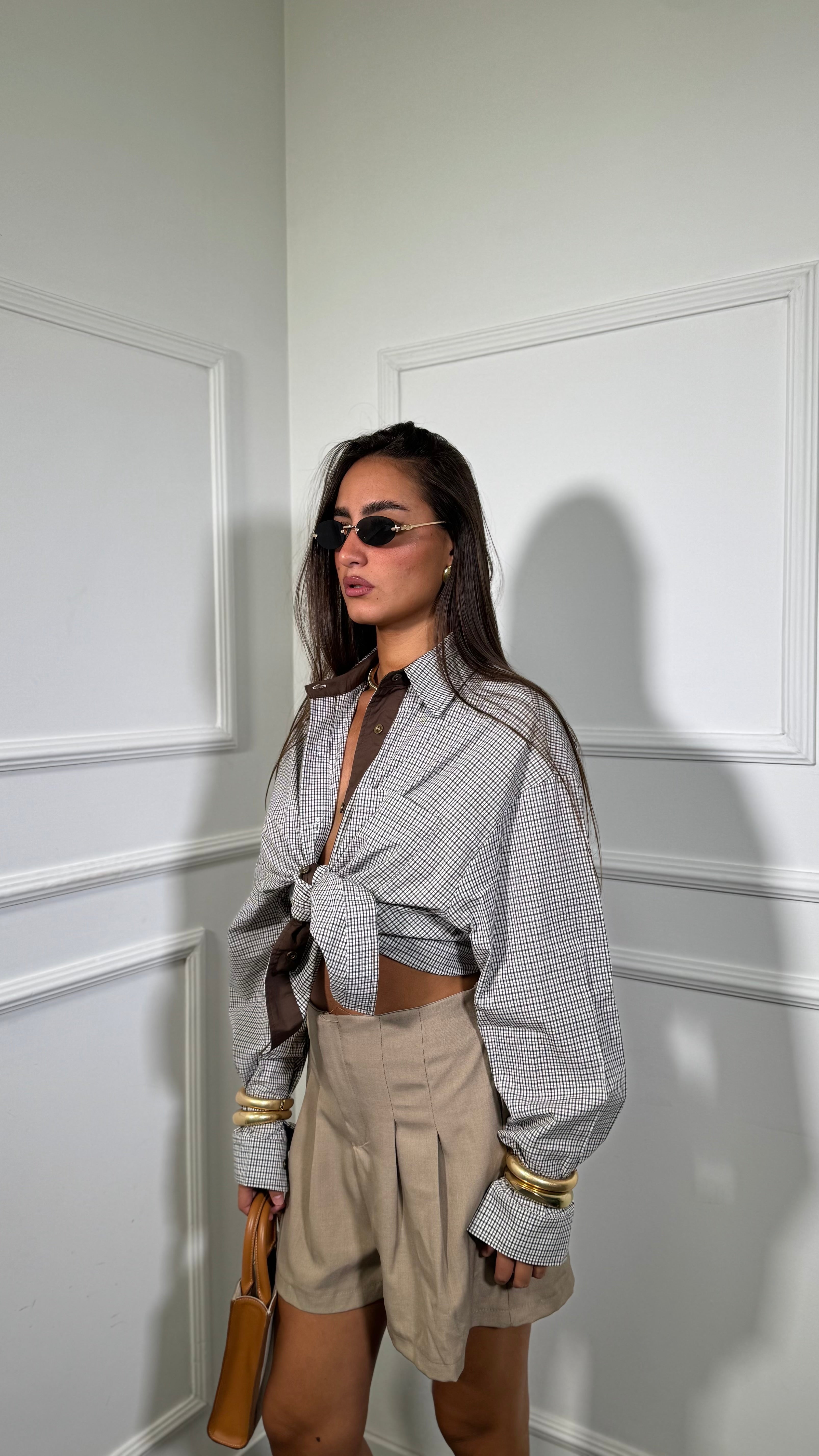 Pantaloncino con pinces Taupe 66821