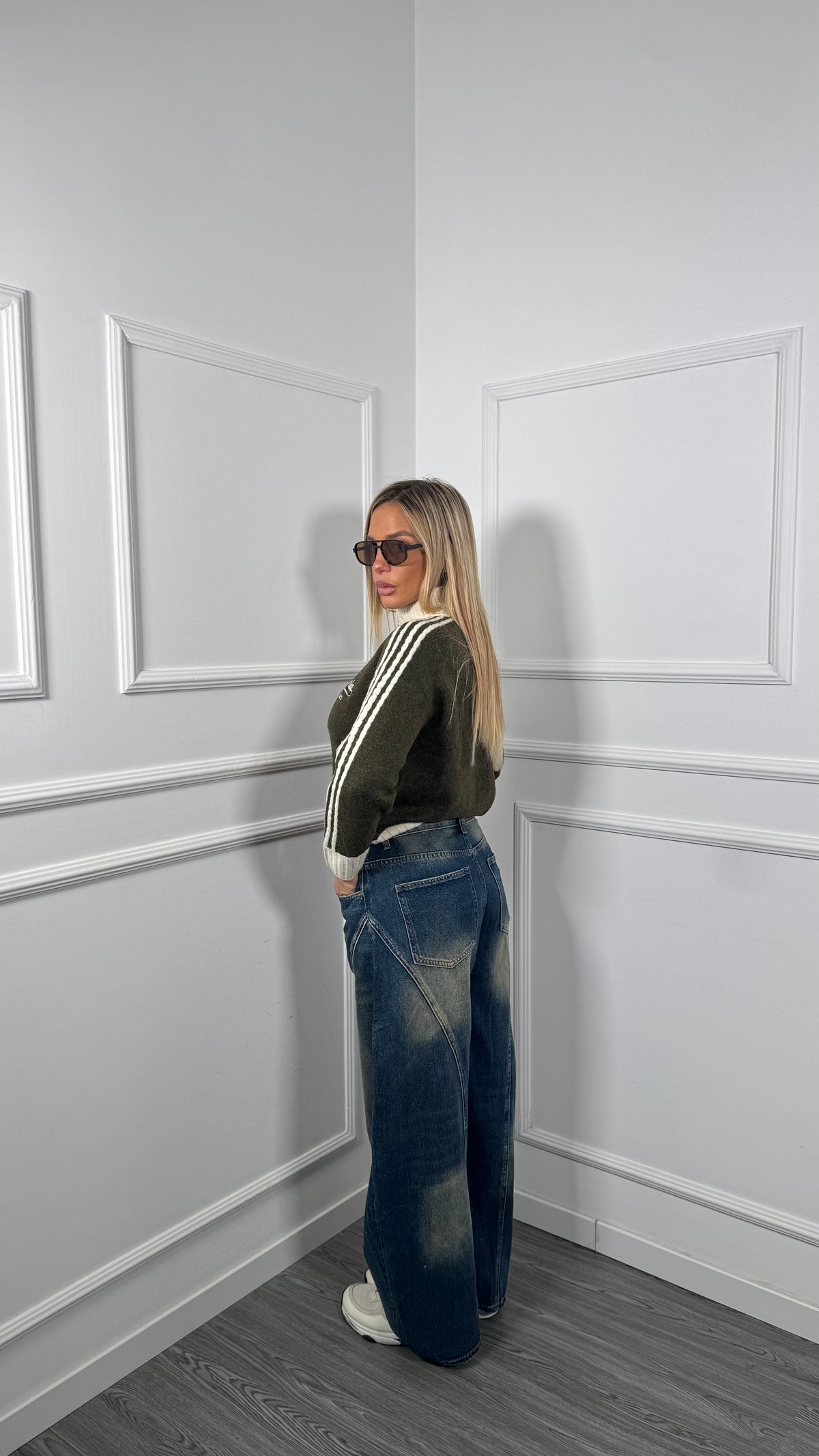 Jeans baggy balloon effetto sabbiato f5149