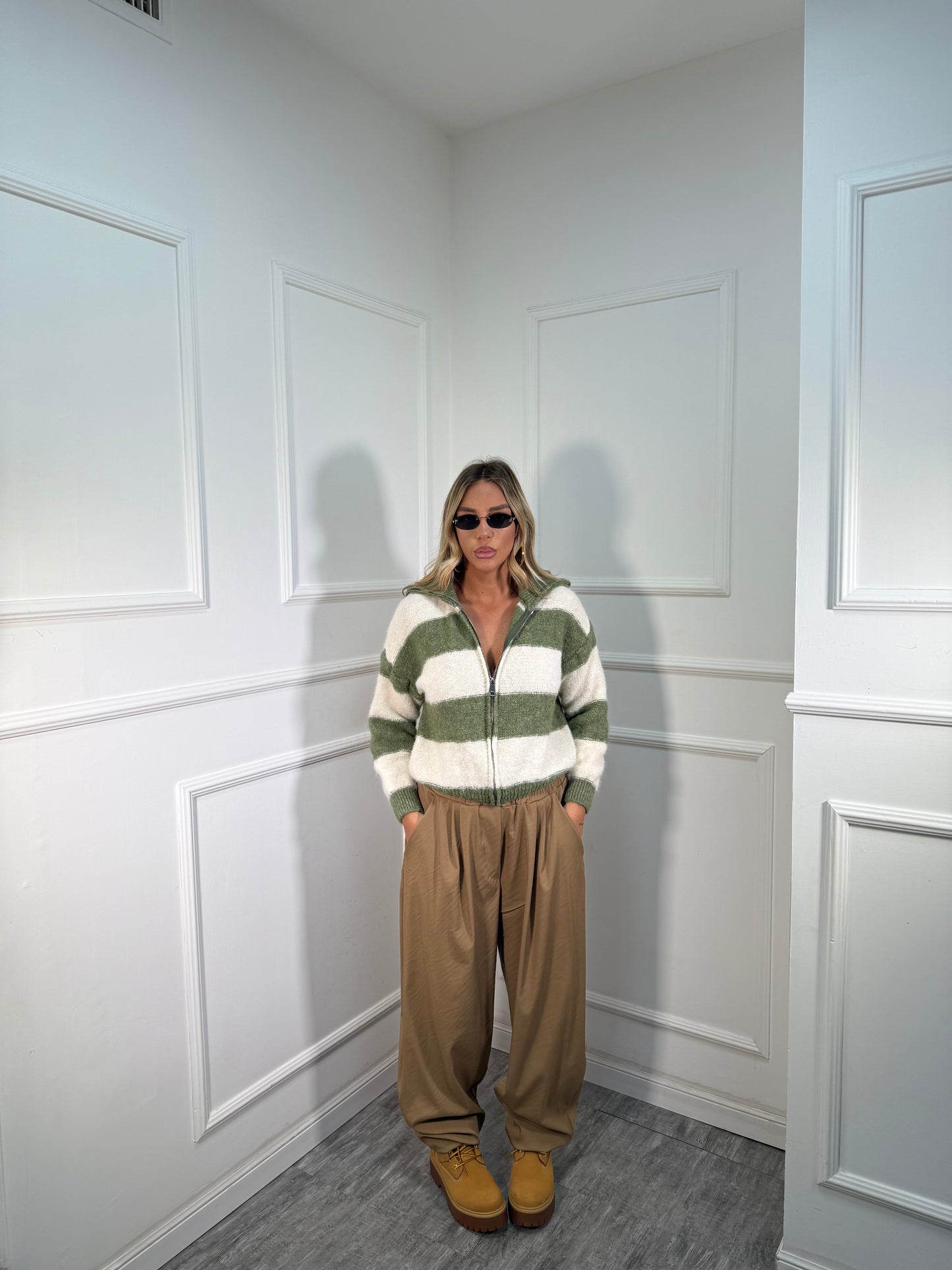 Pantaloni balloon tessuto tecnico camel 3738