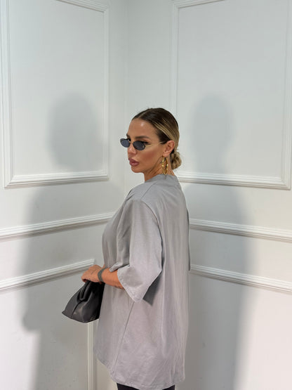 T-shirt con spalline oversize grigia f0702