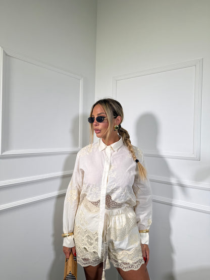 Coordinato in macramè Shellys canapa 8627