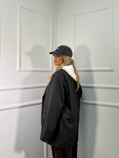 Maxi blazer oversize  grigio antracite m11004