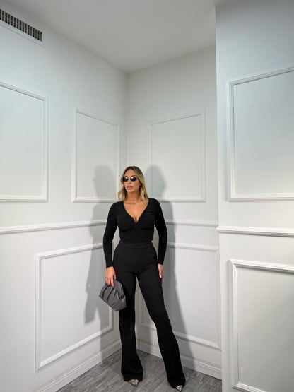 Pantaloni a zampa in crepe Crazy nero 5435