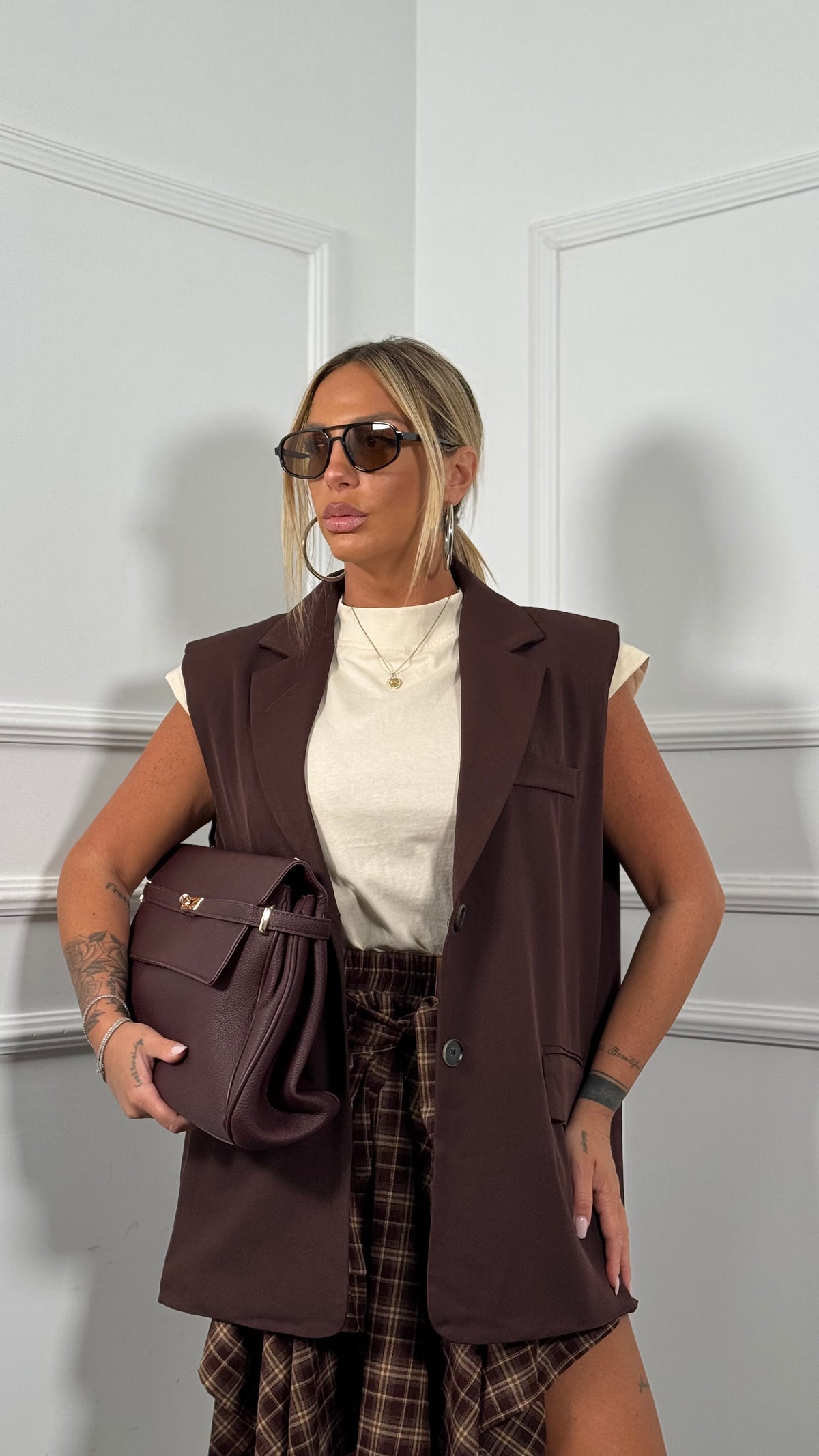 Gilet oversize Reverse borgogna 2809