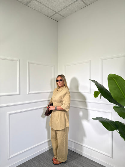 Coordinato in cotone strutturato con spalline Cairo canapa har020