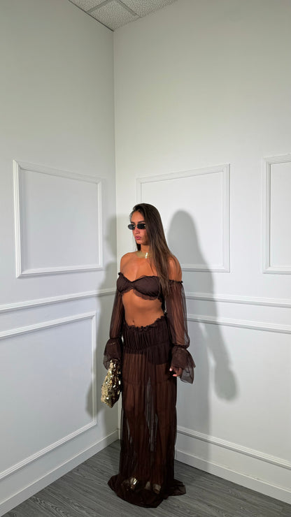 Coordinato in chiffon Samarya cioccolato