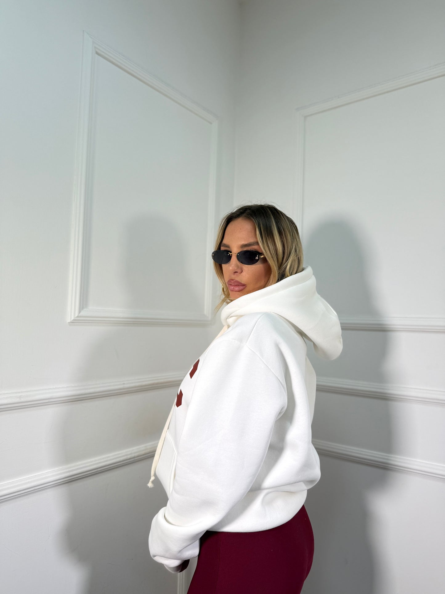 Felpa in pile NYC bianca