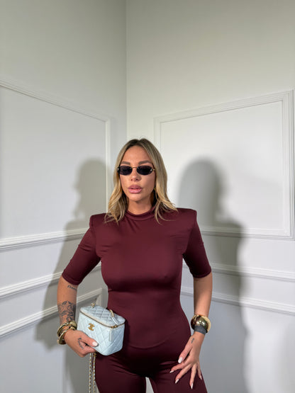 Jumpsuit in lycra con spalline scollo sul retro Elinor bordeaux 80122