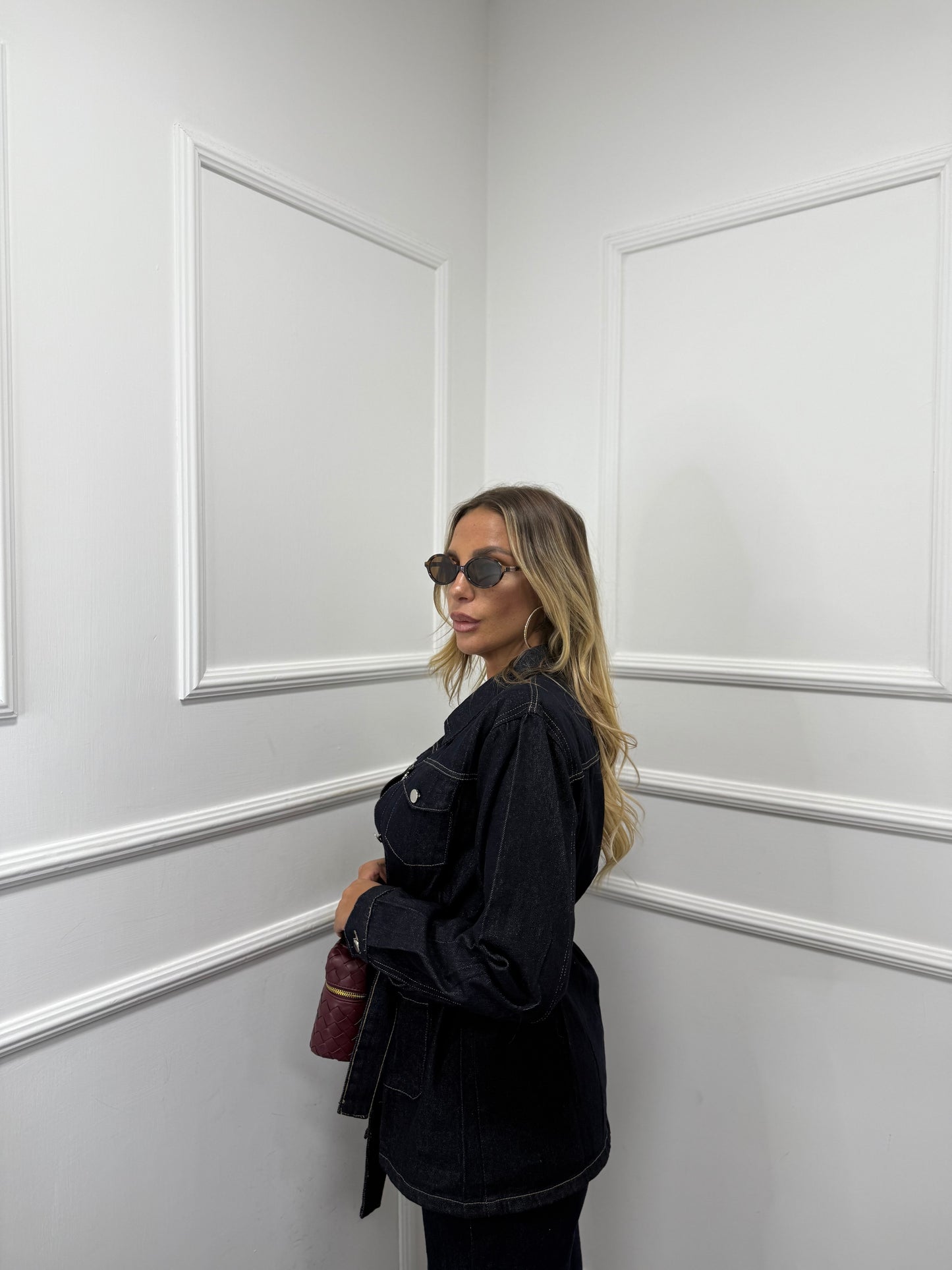 Giacca in denim con fusciacca Loving lavaggio zero mf2675