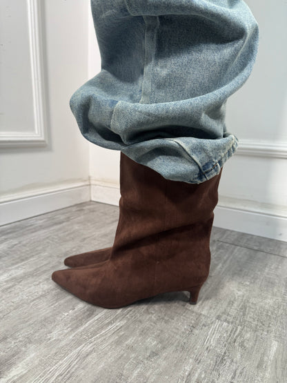 Stivali eco camoscio cioccolato k55