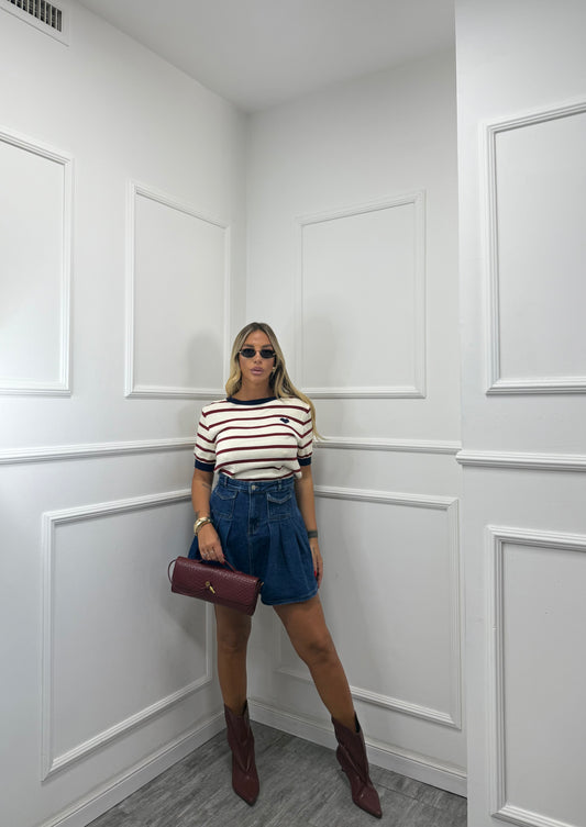 Gonna in denim con pieghe Paris y5113