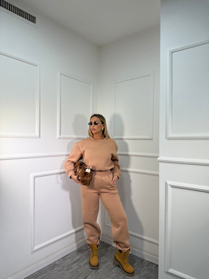 Coordinato tuta in pile Bakery camel 22350