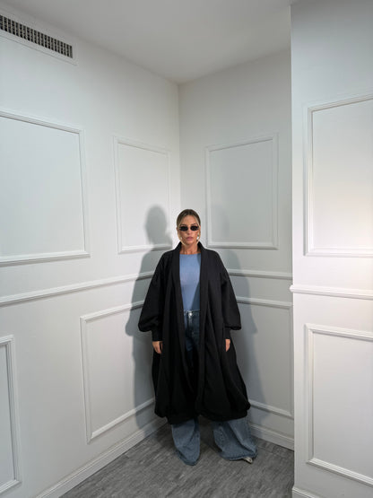 Cappotto balloon in panno Times Square nero 6779