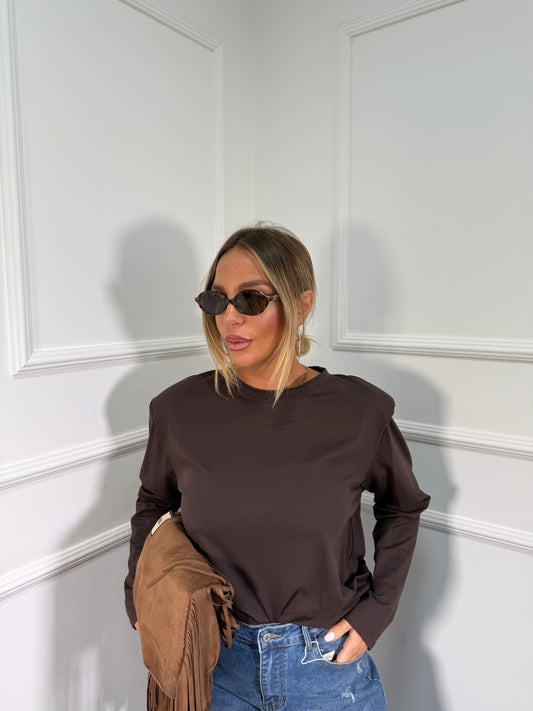 Shirt in cotone con spalline Brian cioccolato f0638/22398