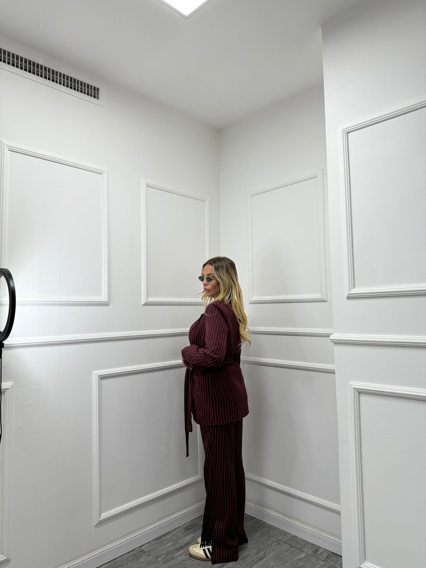 Tailleur gessato Camy vinaccia 30575