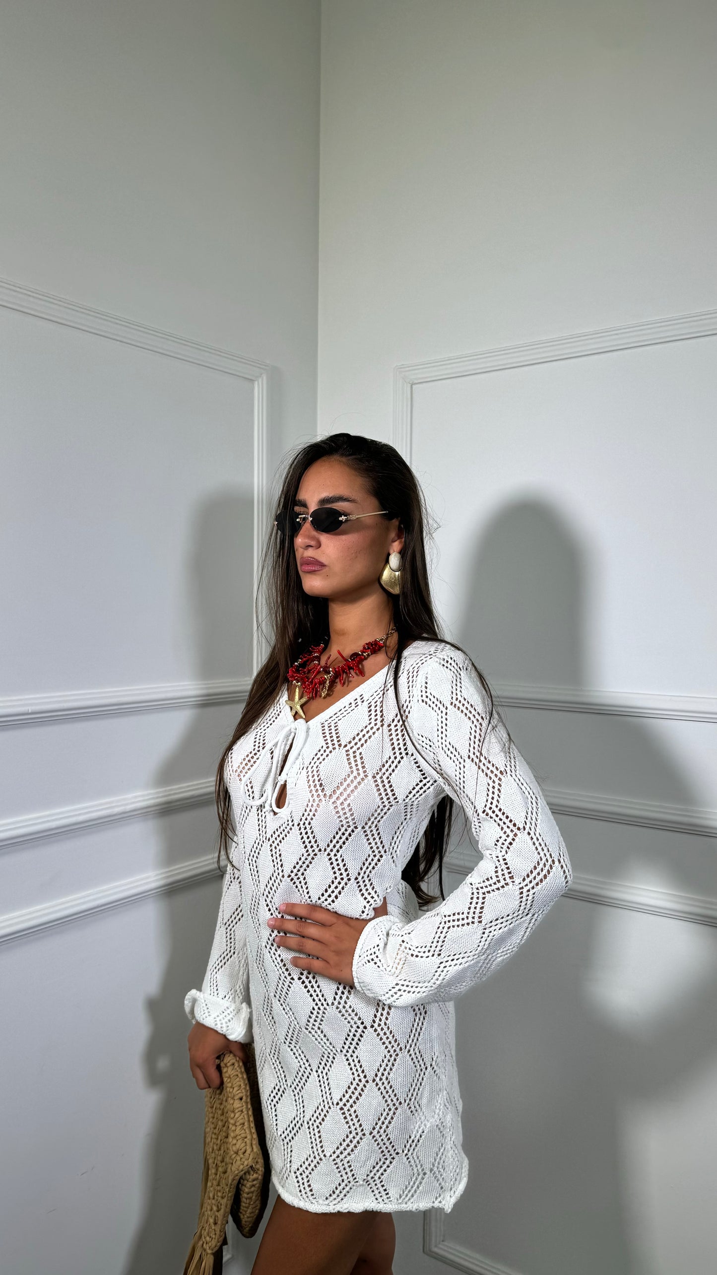 Abito corto in crochet Temptation bianco