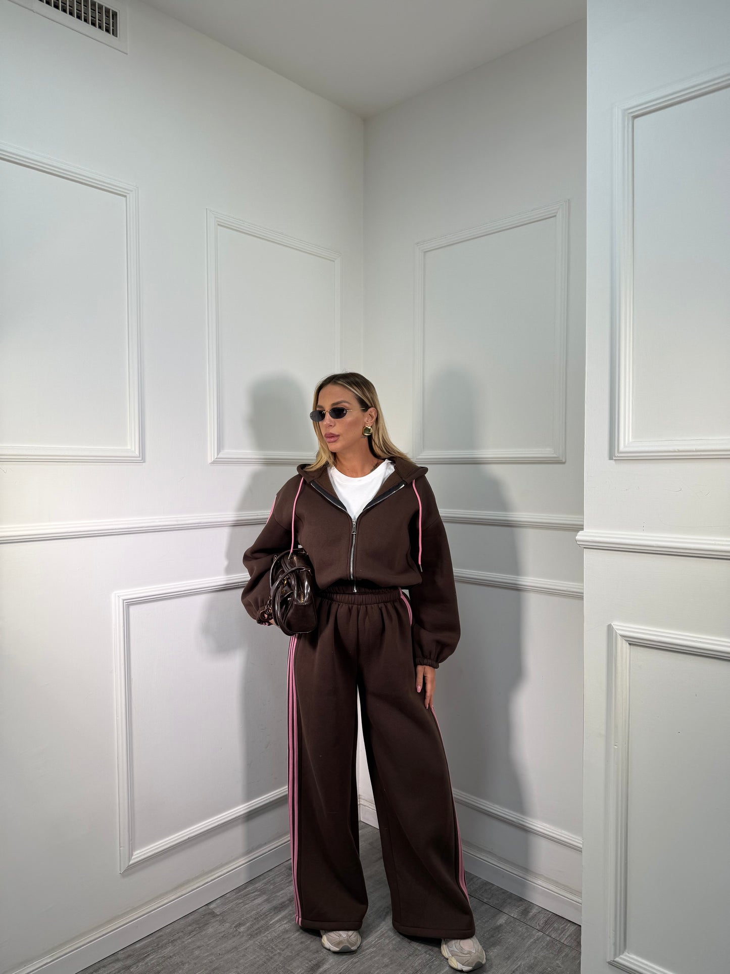 Coordinato in tuta Again cacao/rosa 22648