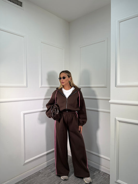 Coordinato in tuta Again cacao/rosa 22648