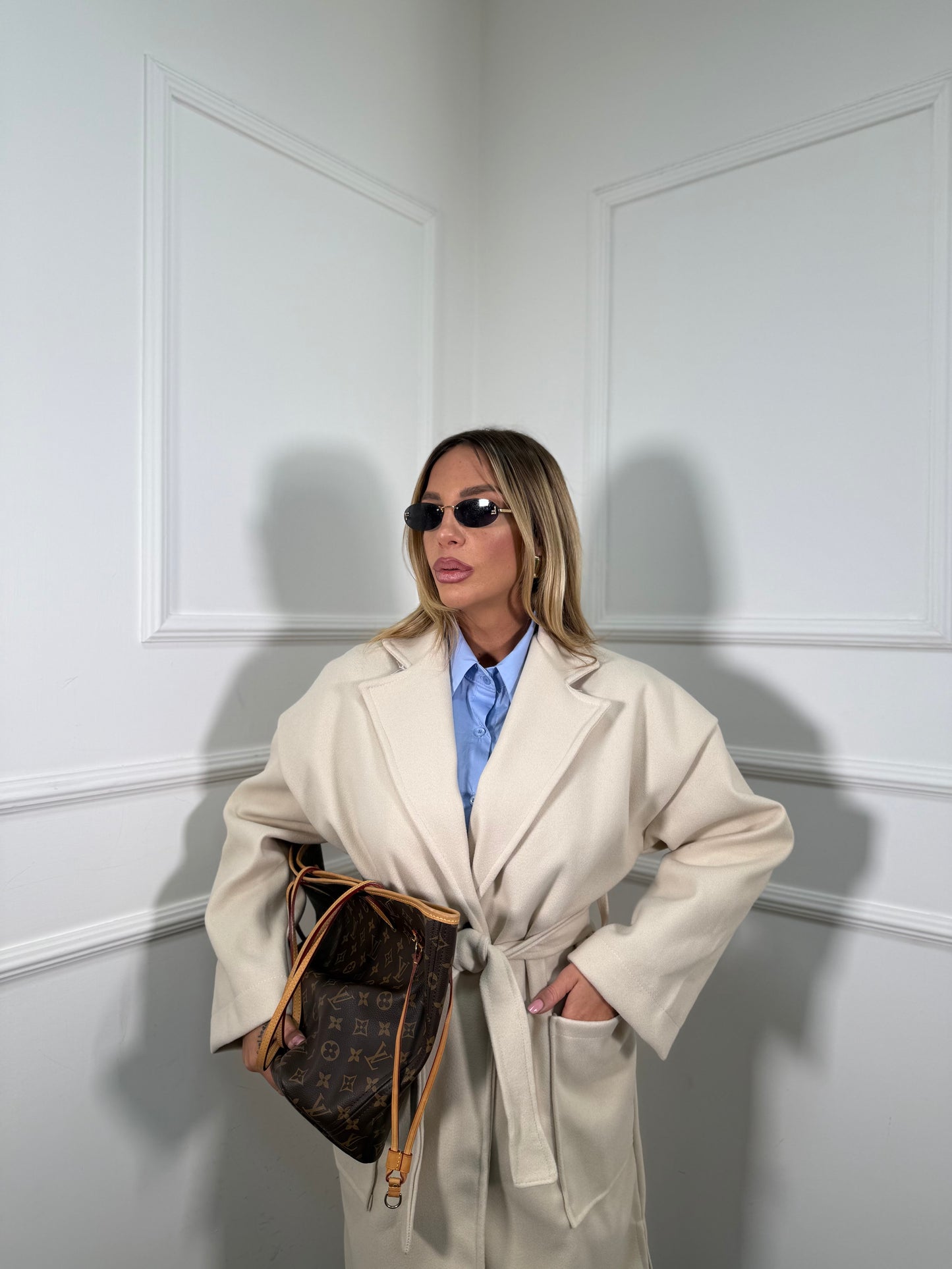 Cappotto in panno Bruxelles panna 22623