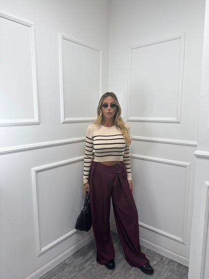 Pantaloni palazzo bustino asimmetrico Dinner bordeaux 18172