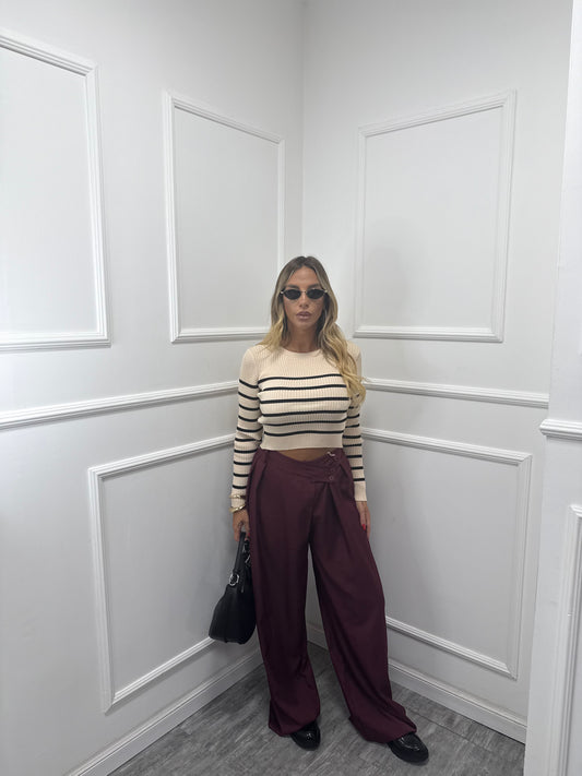 Pantaloni palazzo bustino asimmetrico Dinner bordeaux 18172