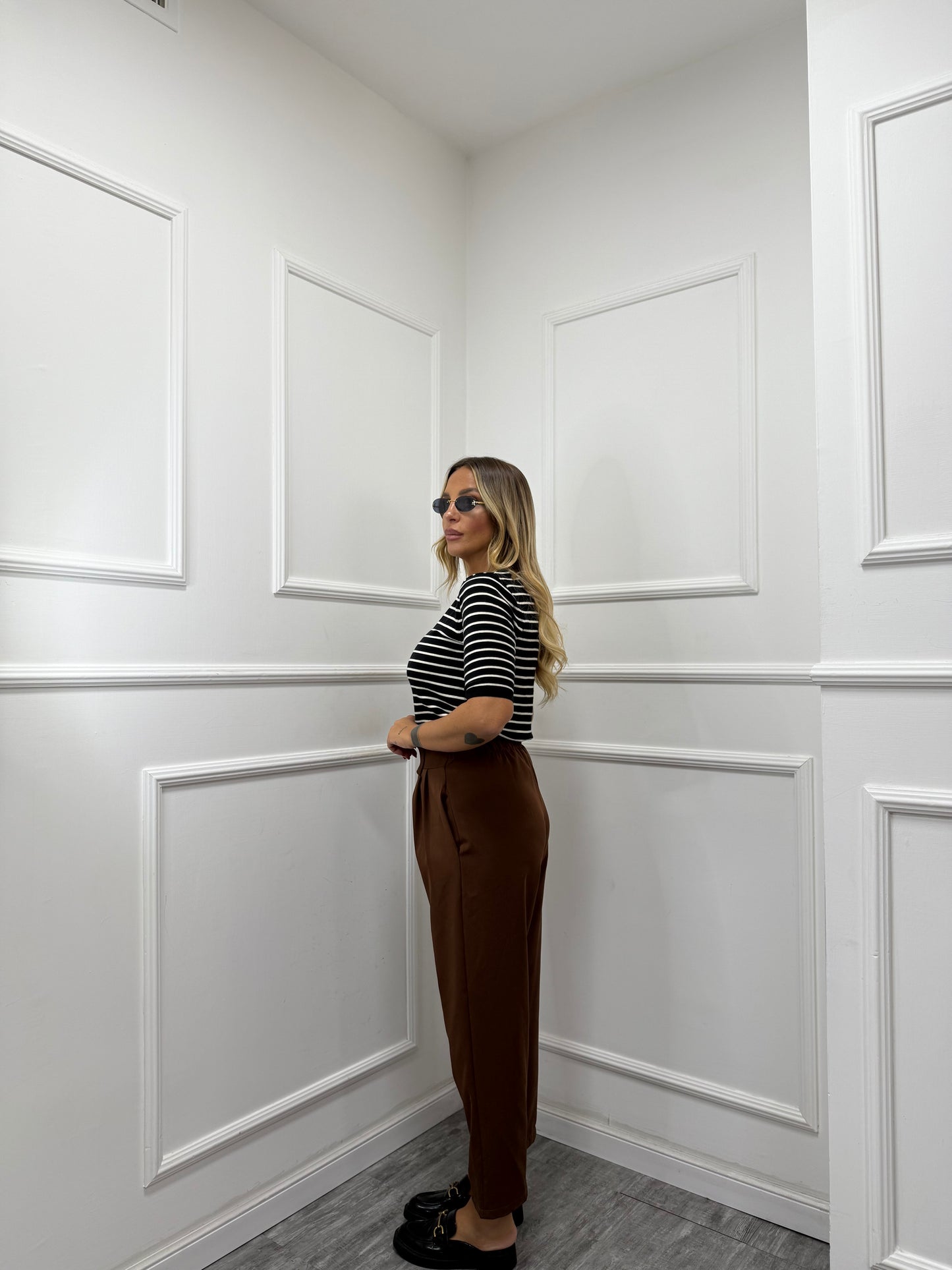 Pantaloni della Vita 7/8 marrone 2255