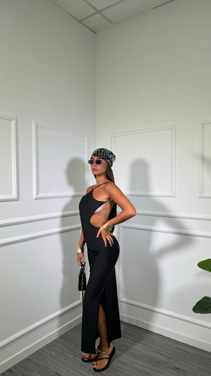 Abito midi in lycra cut out Flaminia nero 11768