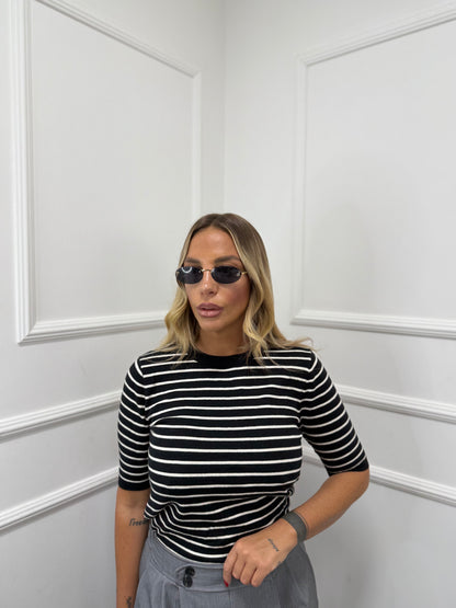 Maglioncino manica 3/4 Stripes zs5342 nero/nero