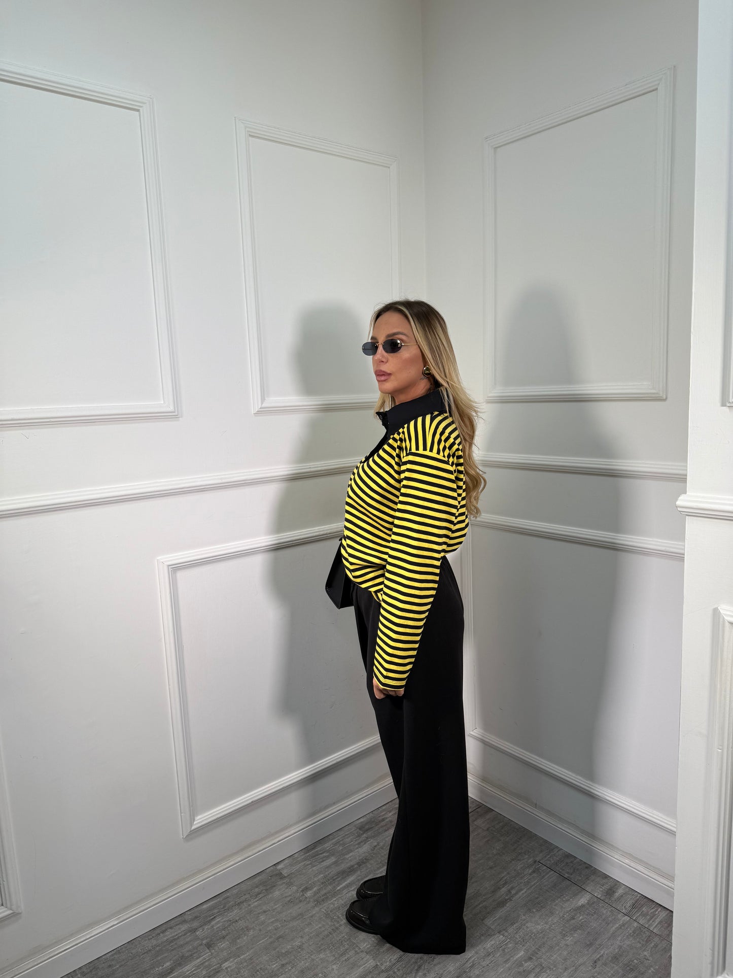 Pantaloni palazzo bustino asimmetrico Citylife nero 12728