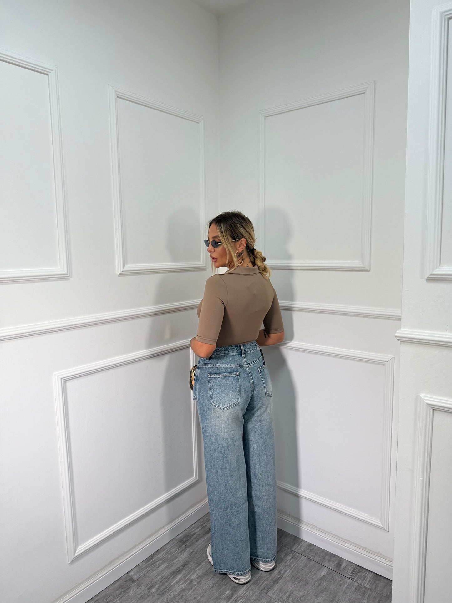 Jeans doppio bustino lavaggio chiaro yd8811