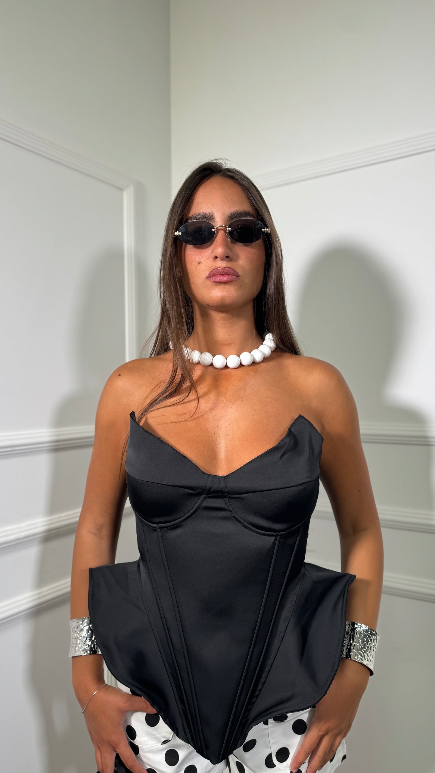 Bustier con rouges steccato Janys nero 2671