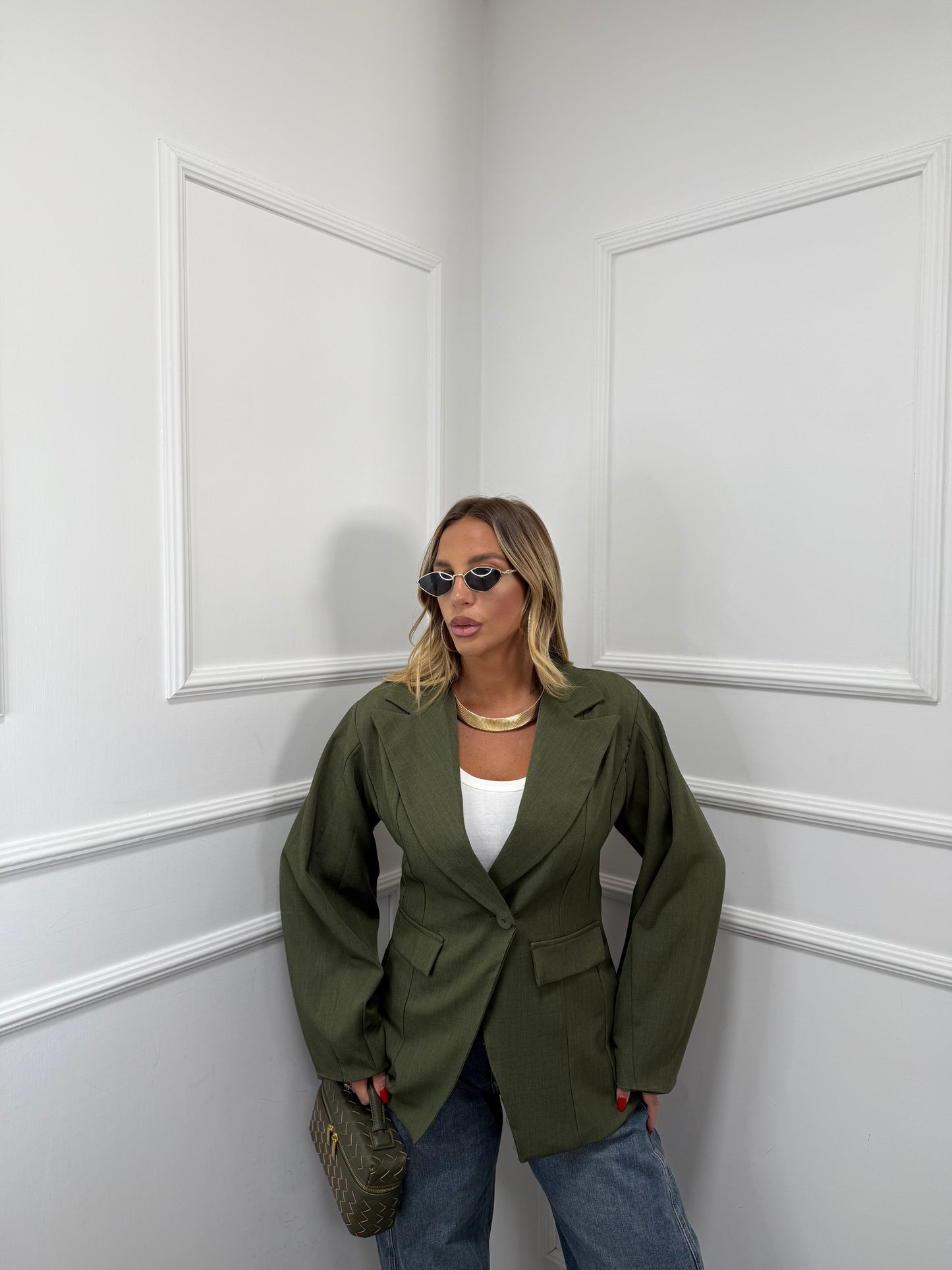 Blazer asimmetrico con spalline verde kiwi 88312