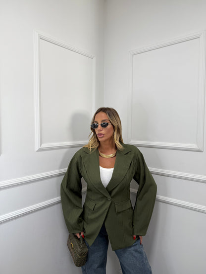 Blazer asimmetrico con spalline verde kiwi 88312