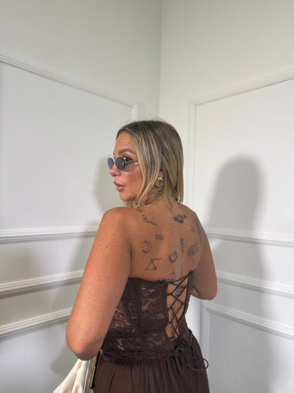 Bustier in pizzo Sally cioccolato