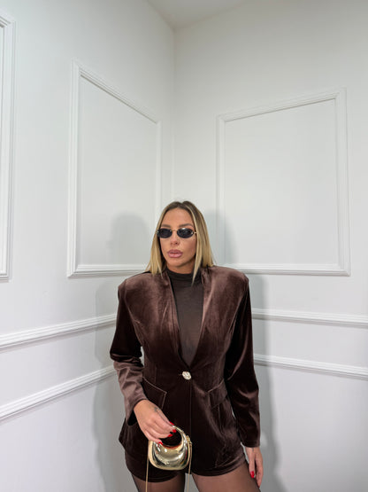 Tailleur in velluto Lusy cioccolato 45058/059