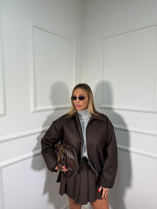 Bomber in panno a quadretti Bond Street cioccolato 6811