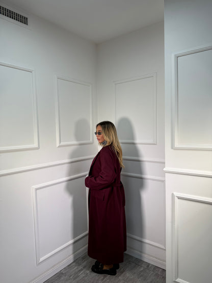 Cappotto doppiopetto con cinturino sul retro Broadway bordeaux m11149