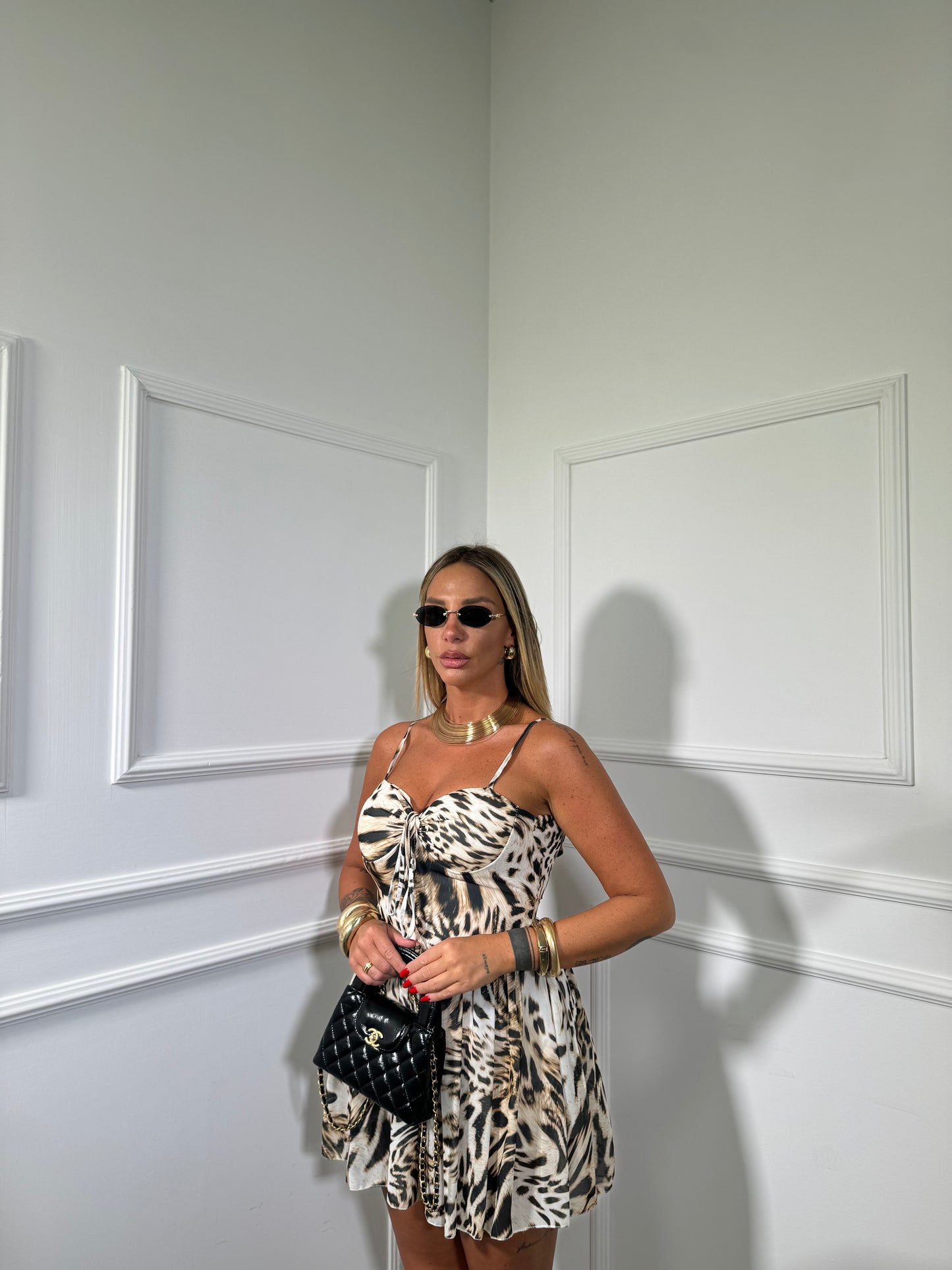Abito jumpsuit in chiffon animalier 23908