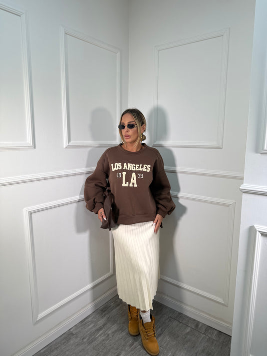 Longuette plissè in lana rasata panna zs8071