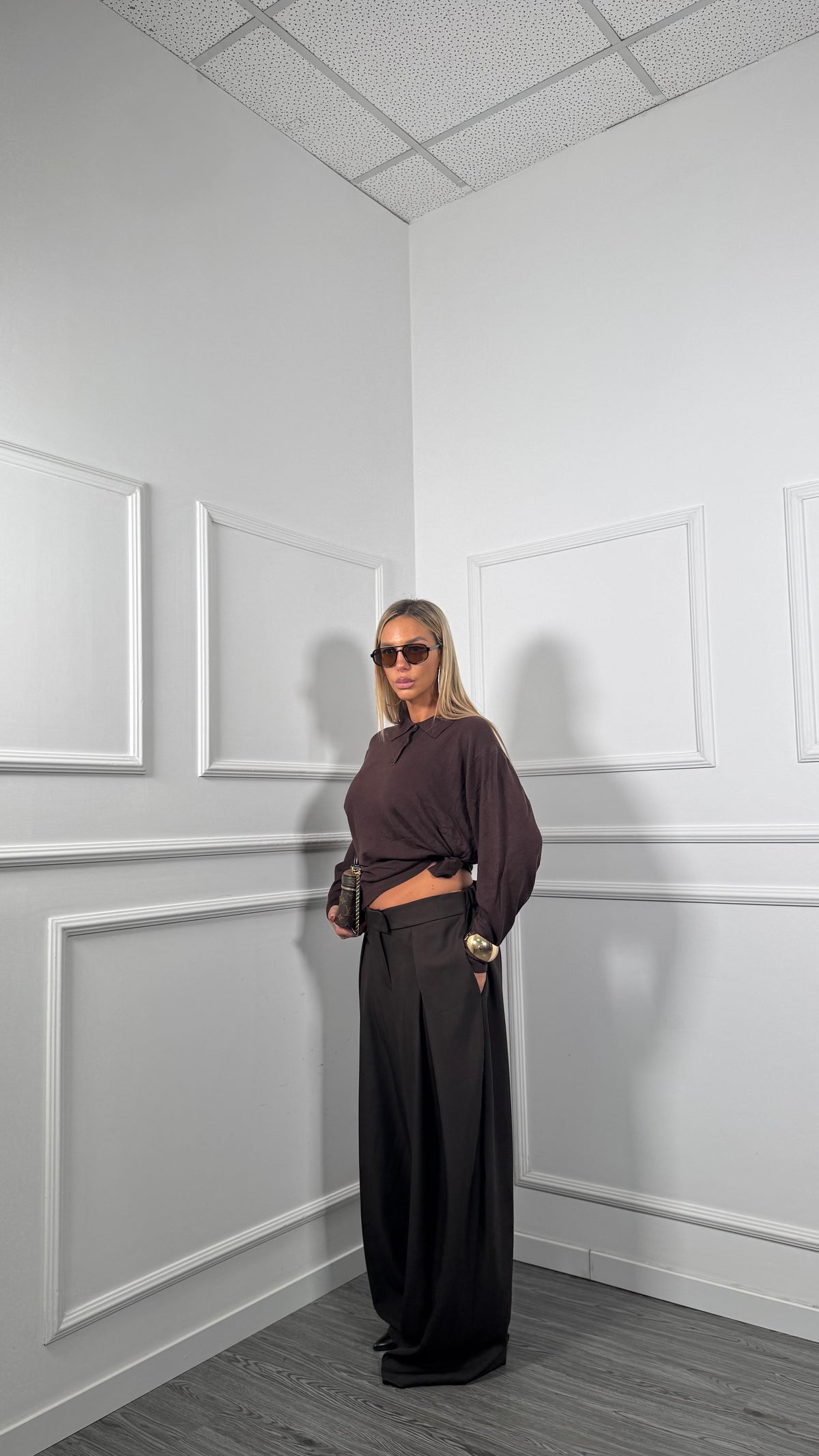 Pantaloni palazzo Curvy Olga cioccolato