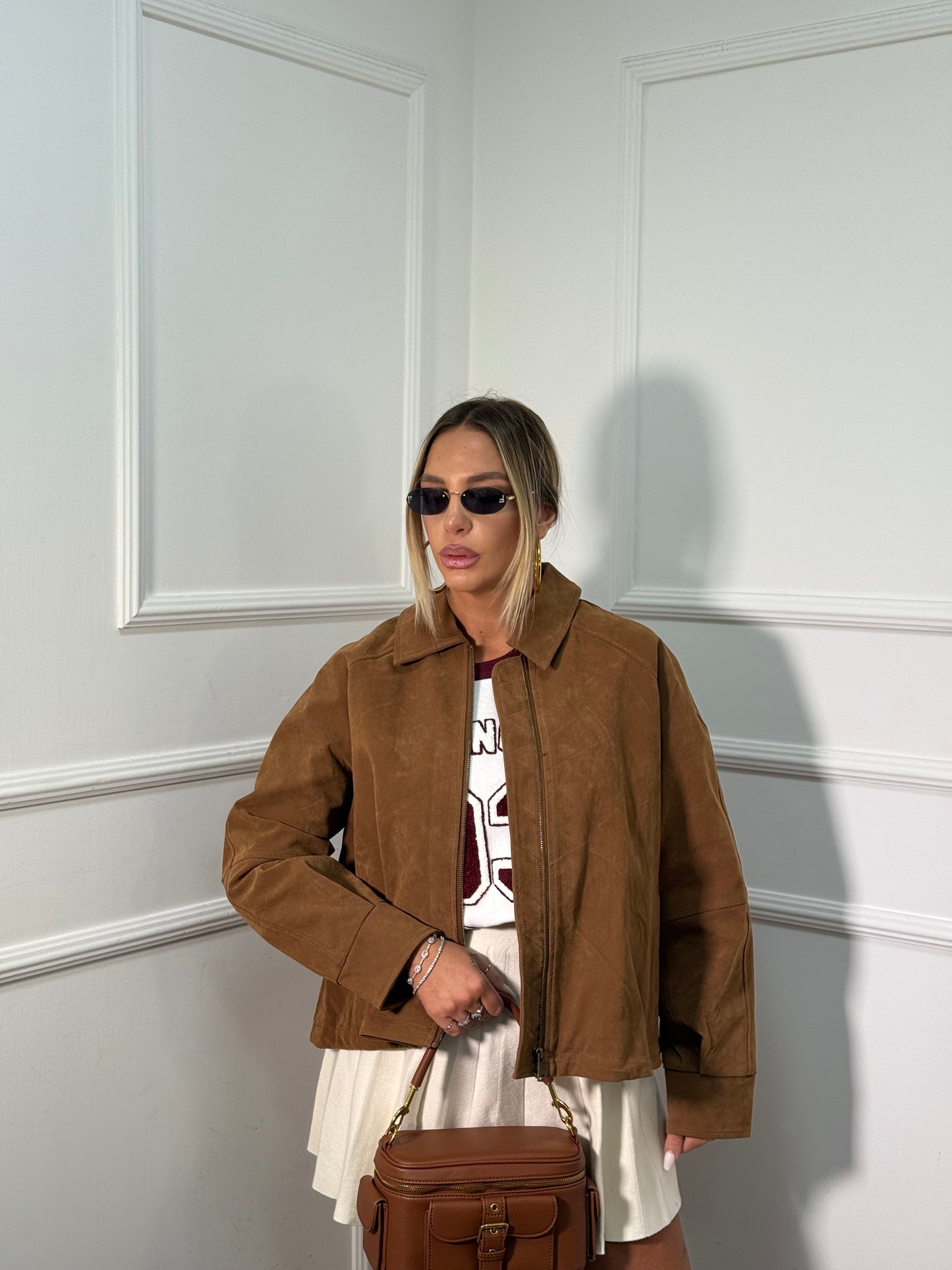 Bomber eco camoscio Greta cuoio 9184sc