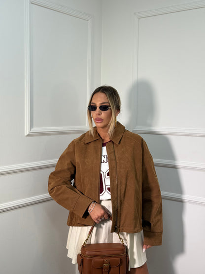 Bomber eco camoscio Greta cuoio 9184sc