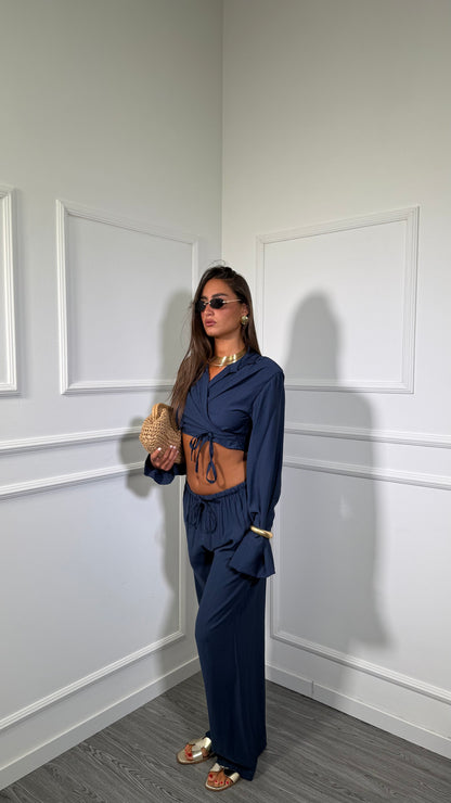 Coordinato con spalline Cancun blu 8212