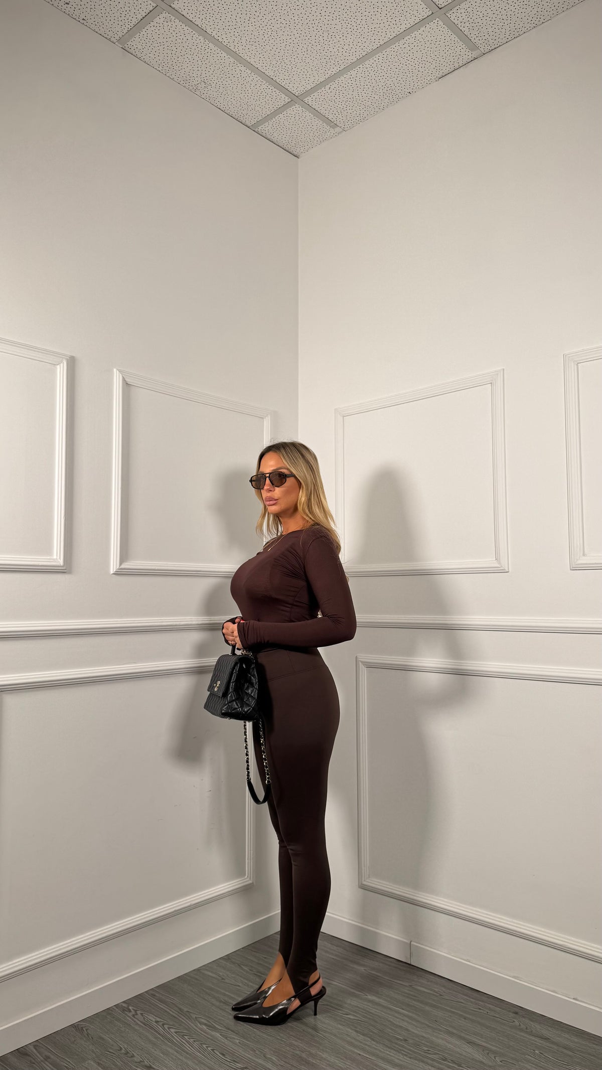 Leggins con ghette contenitivo marrone
