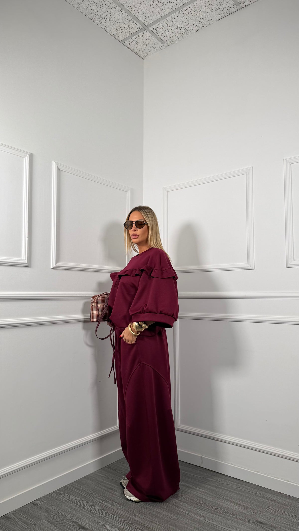 Coordinato tuta oversize Curvy Janys bordeaux 127032