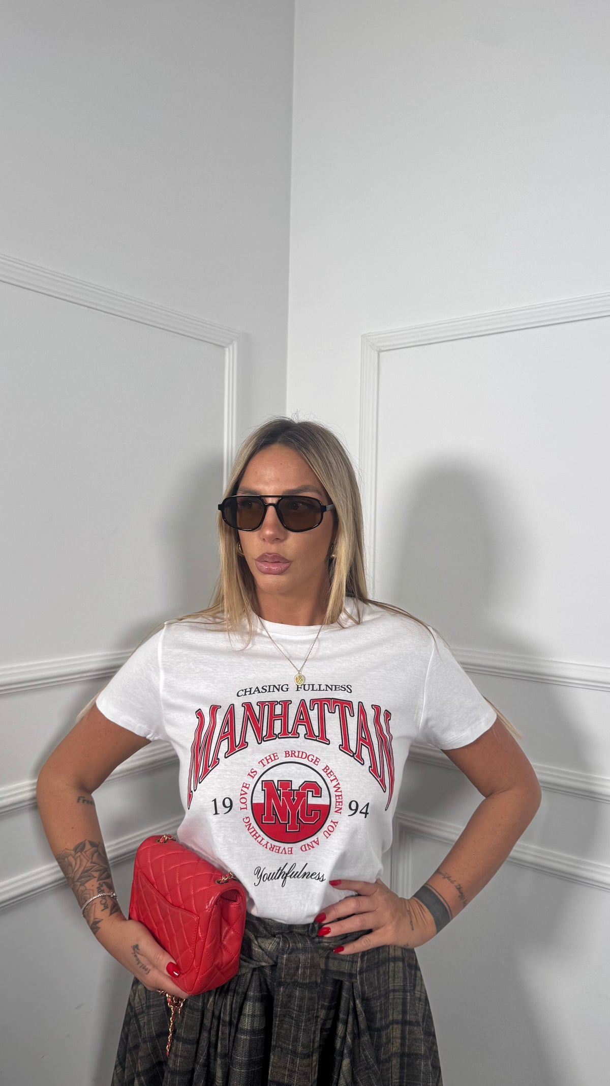 T-shirt oversize Manhattan bianca