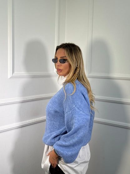 Pullover lana cotta Marshmallow azzurro a2412