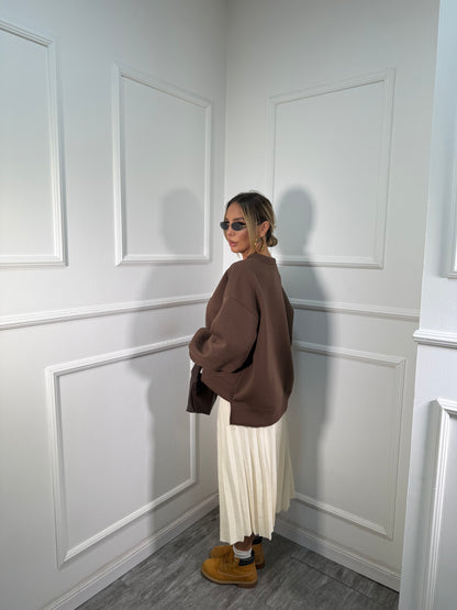 Longuette plissè in lana rasata panna zs8071