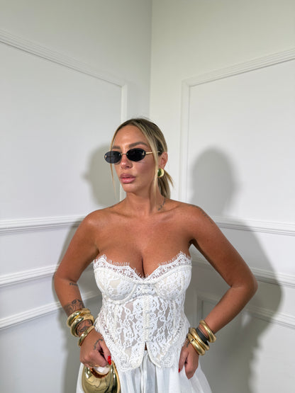 Bustier in pizzo Giselda bianco